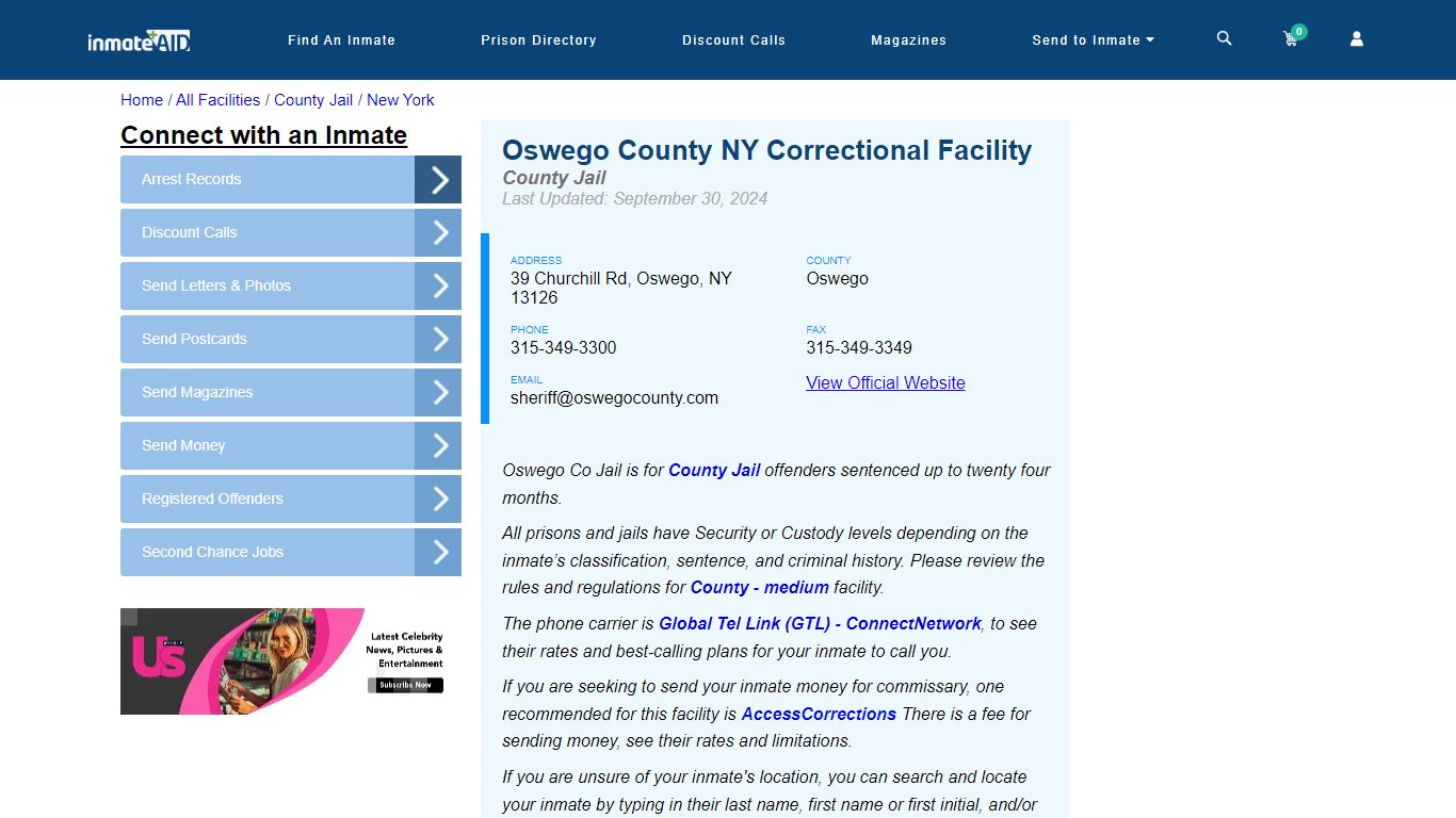 Oswego County NY Correctional Facility - Inmate Locator