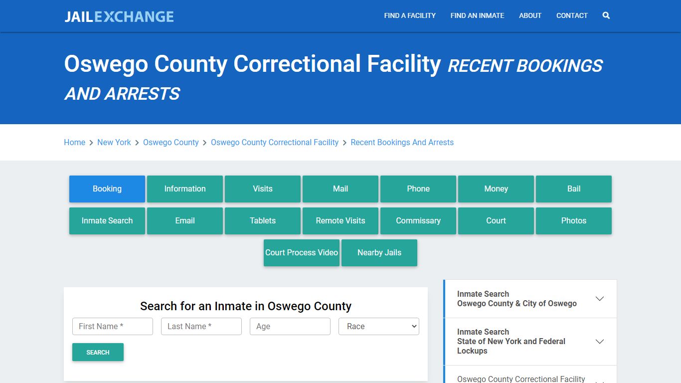 Oswego County Correctional Facility Recent Bookings And Arrests